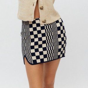 Checkered Knit Mini Skirt